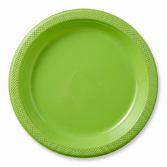 Kiwi Green Round Plastic Dinner Plates, 10.25", 20 Count