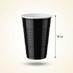 Black Plastic Party Cups - 18 oz | 16 Count