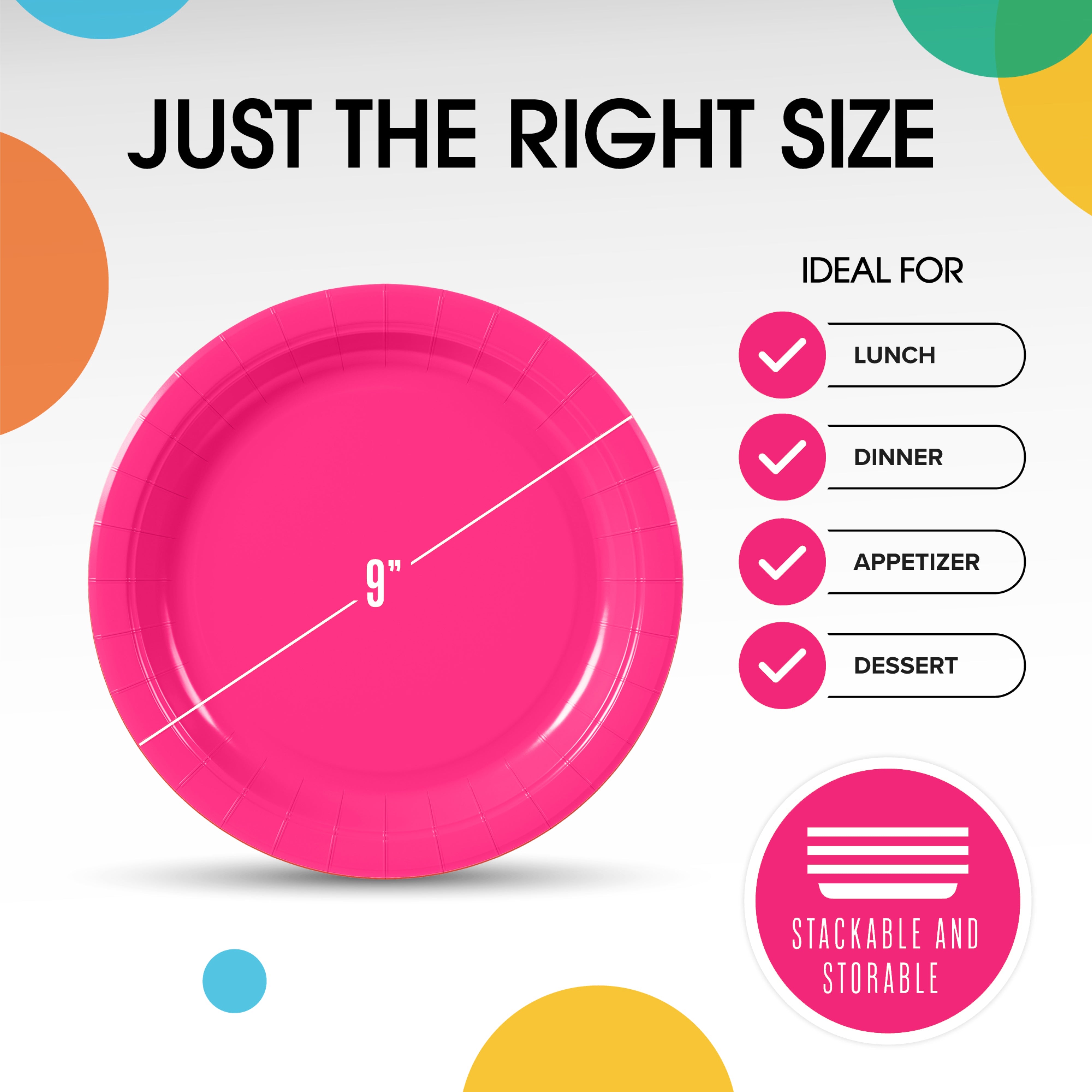 9 In. Hot Pink Paper Plates | Case of 1000