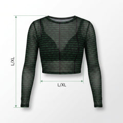 Cyberpunk Mesh Crop Top L/XL - Futuristic Halloween Costume Accessory - Adult L/XL