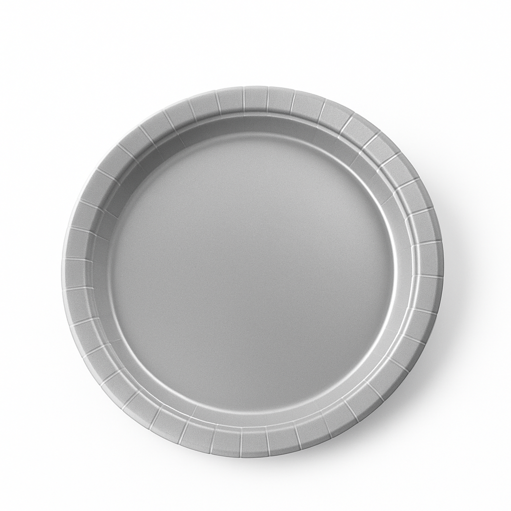 Silver 6.75" Round Paper Plates - Set of 20