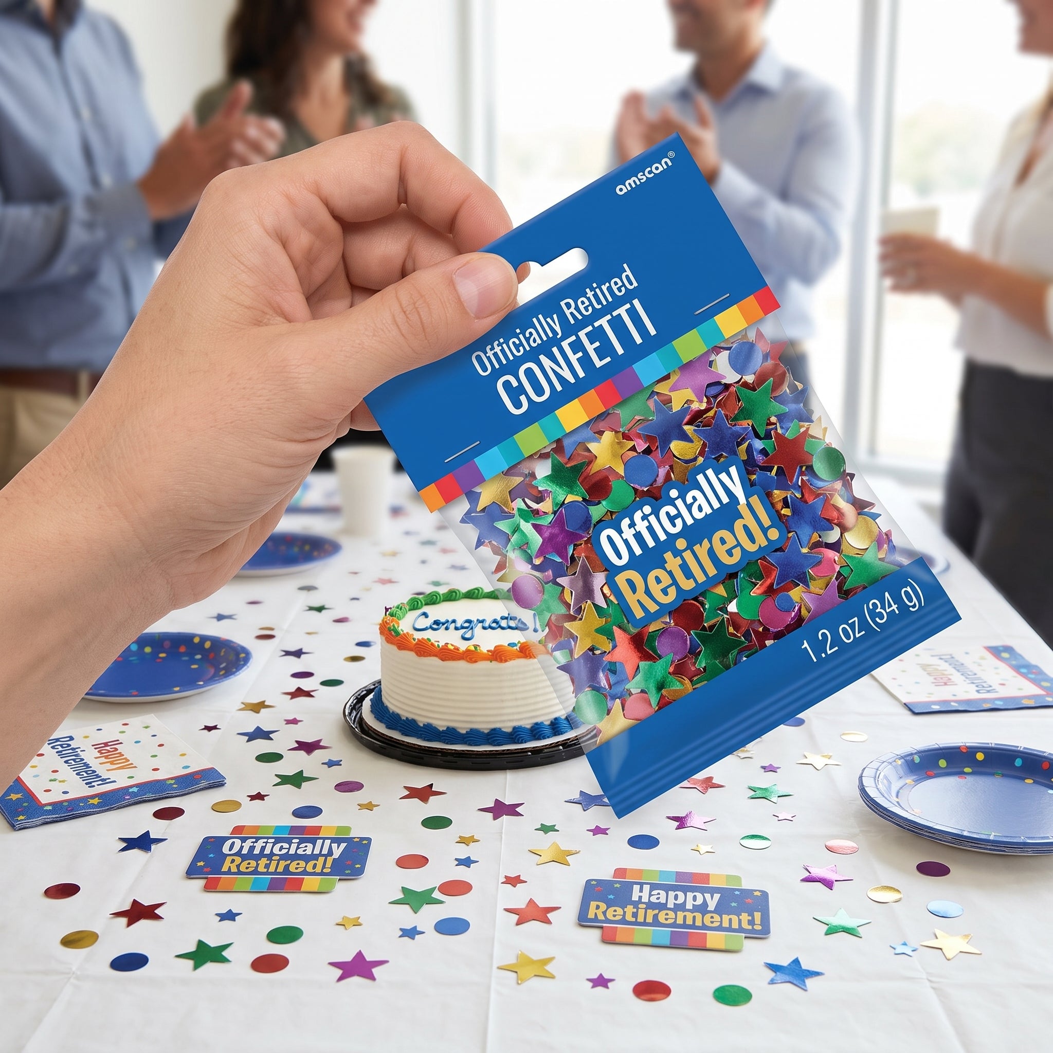 "Officially Retired" Multi-Coloured Confetti for Retirement Celebrations, 1.2 oz