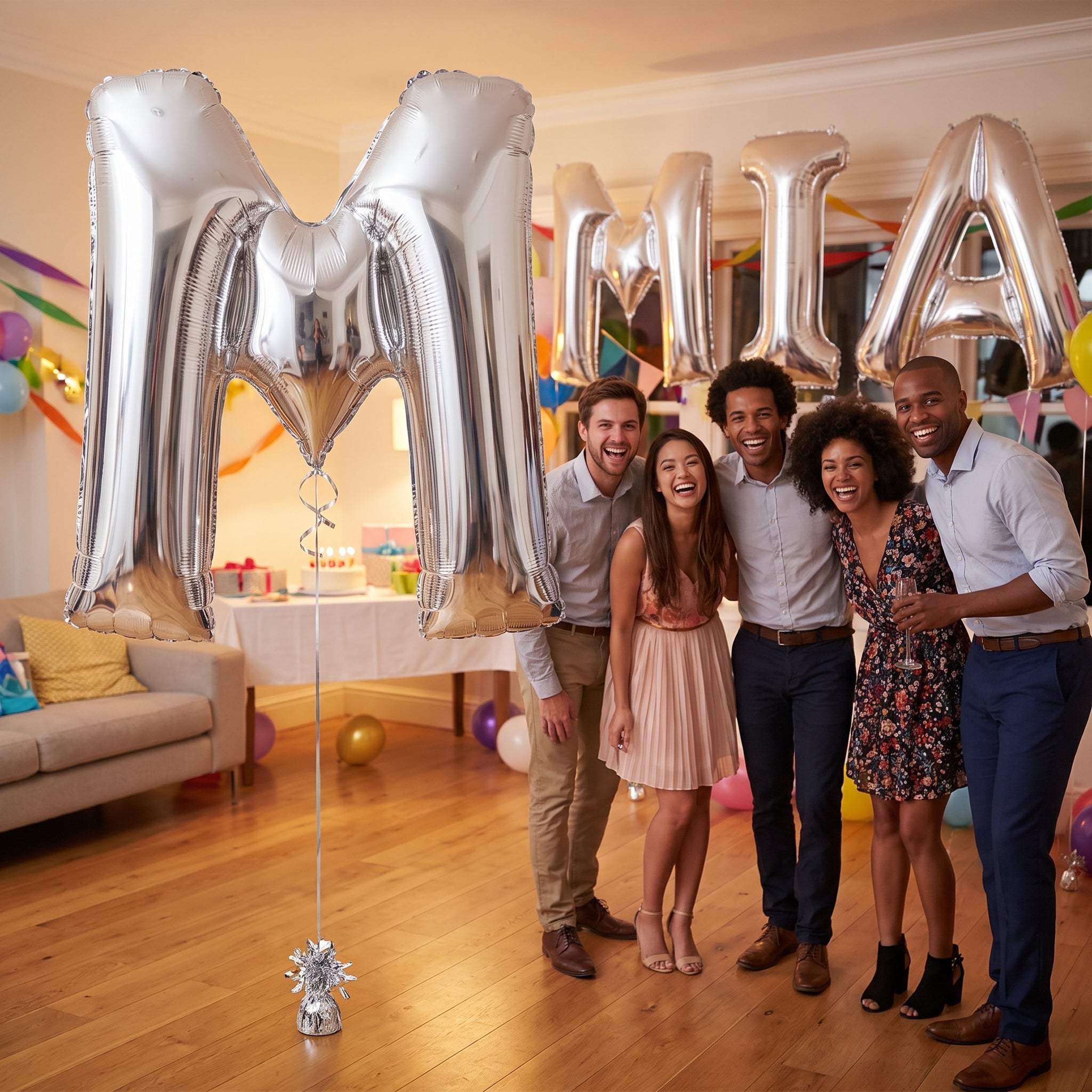 Silver Metallic Letter "M" Foil Balloon