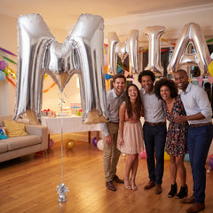 Silver Metallic Letter "M" Foil Balloon