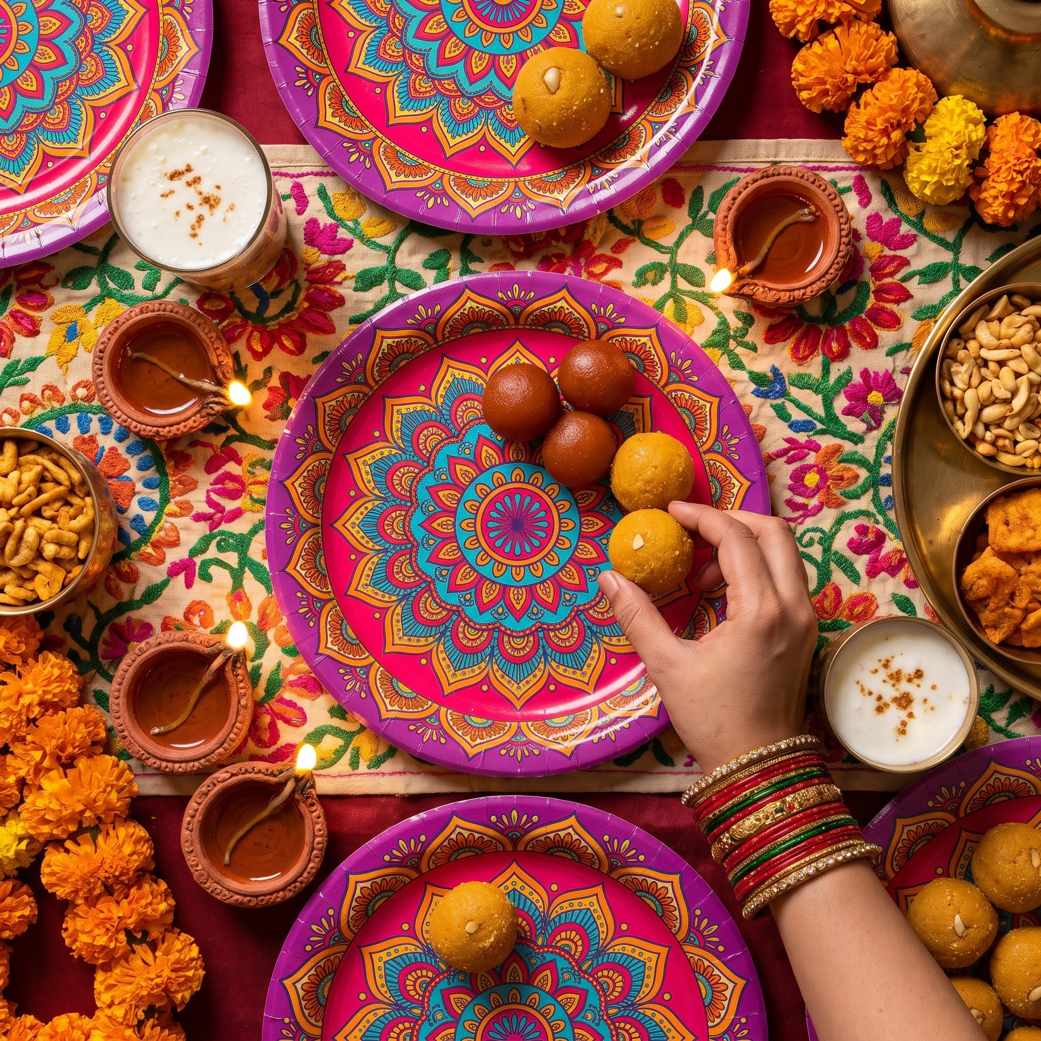Vibrant Diwali Celebration 8.5" Paper Plates