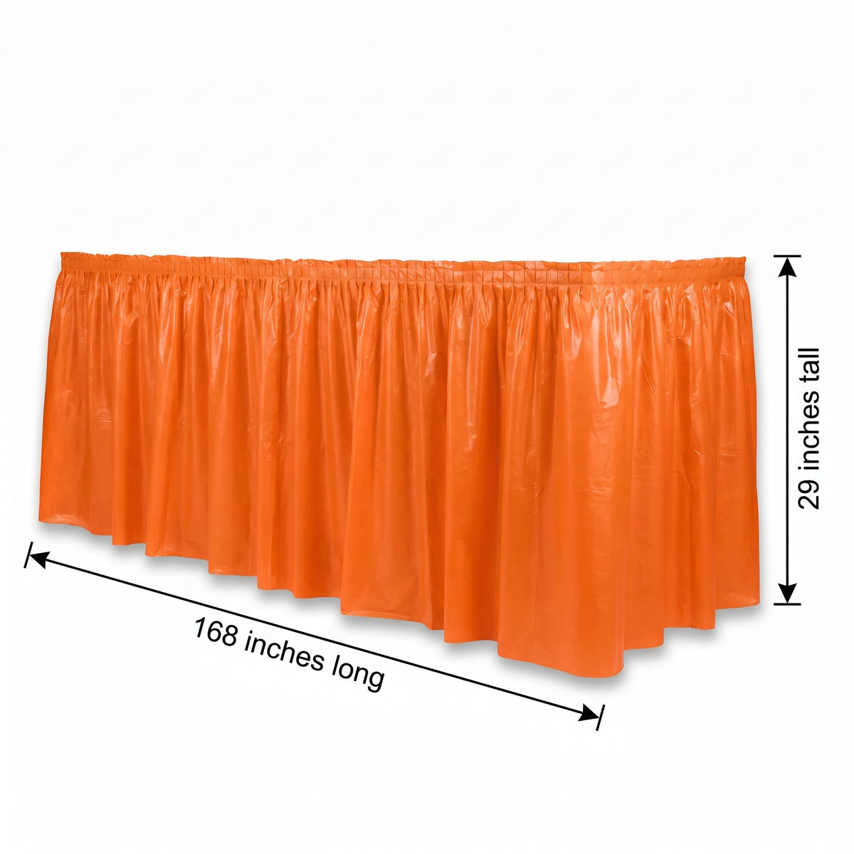 Vibrant Orange Plastic Table Skirt - 168" x 29"