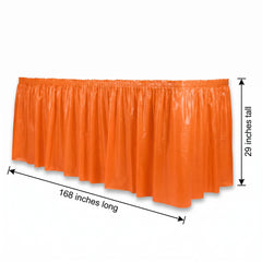 Vibrant Orange Plastic Table Skirt - 168" x 29"