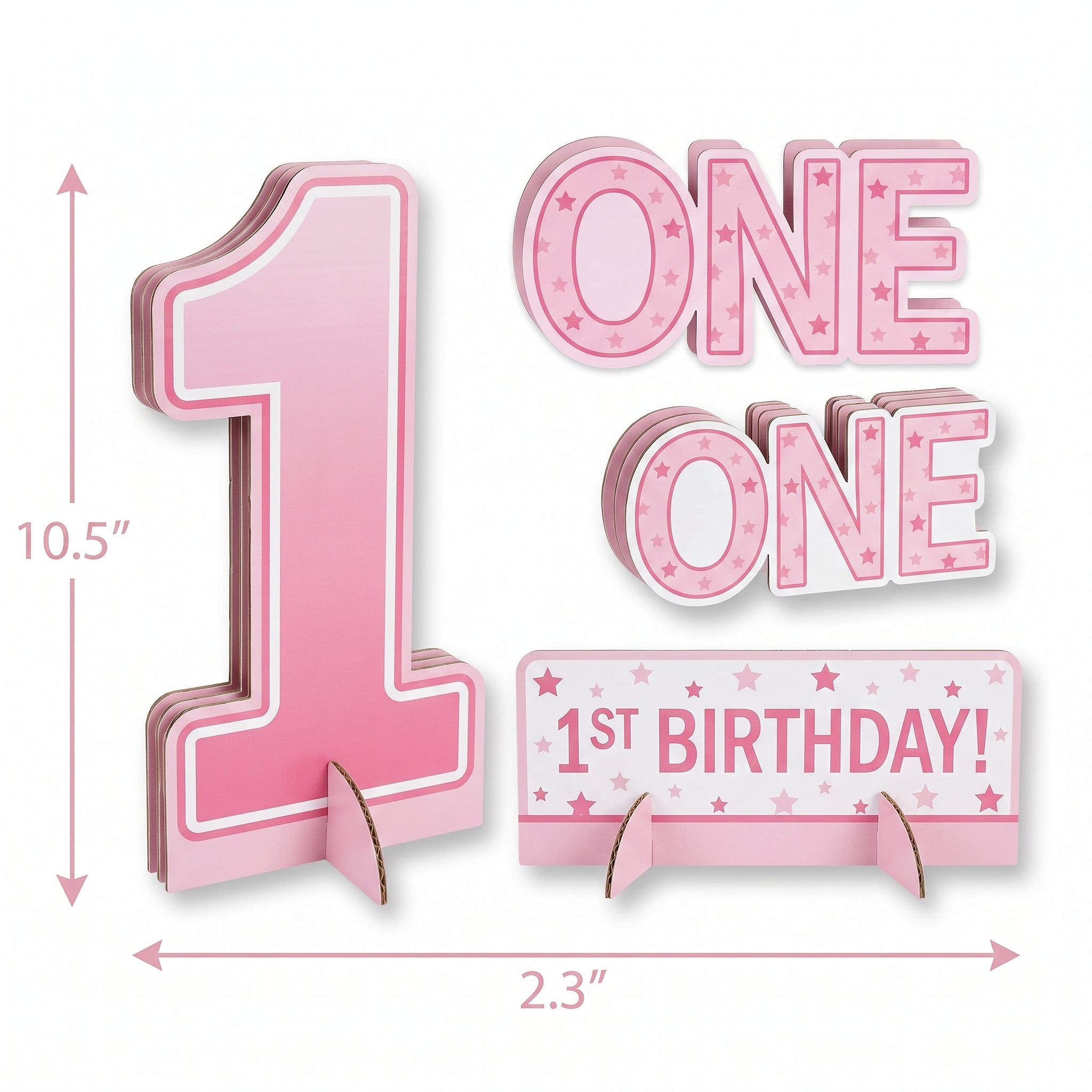 Pink "1st Birthday" Table Decorating Kit for Girls