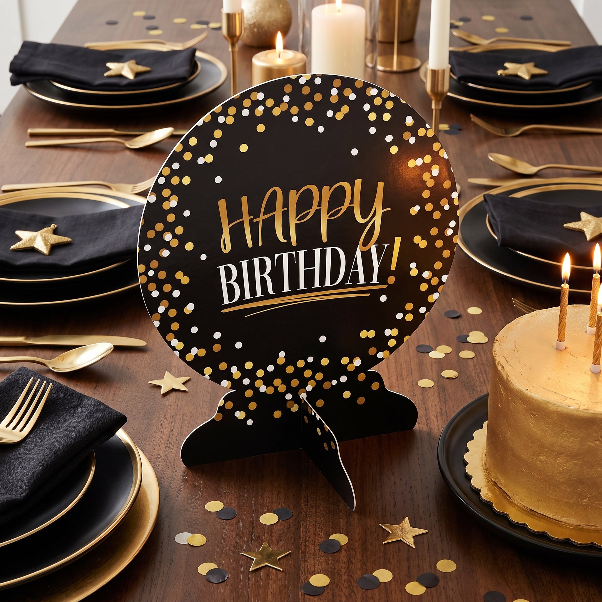 Black and Gold Birthday Table Decoration