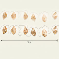 Rose Gold Leaf LED String Lights - 3 ft, 10 Lights