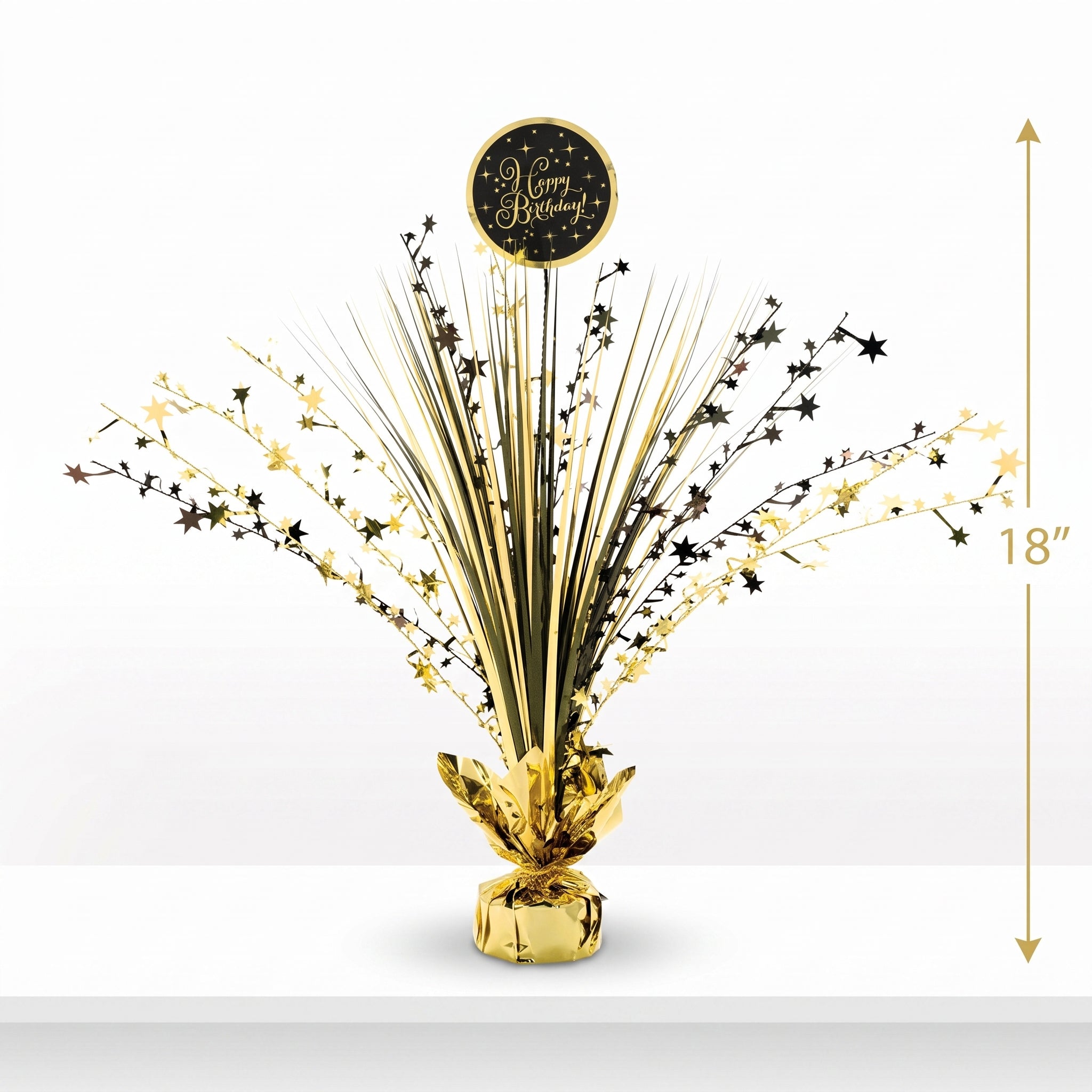 "Happy Birthday" Gold Starburst Centerpiece Spray