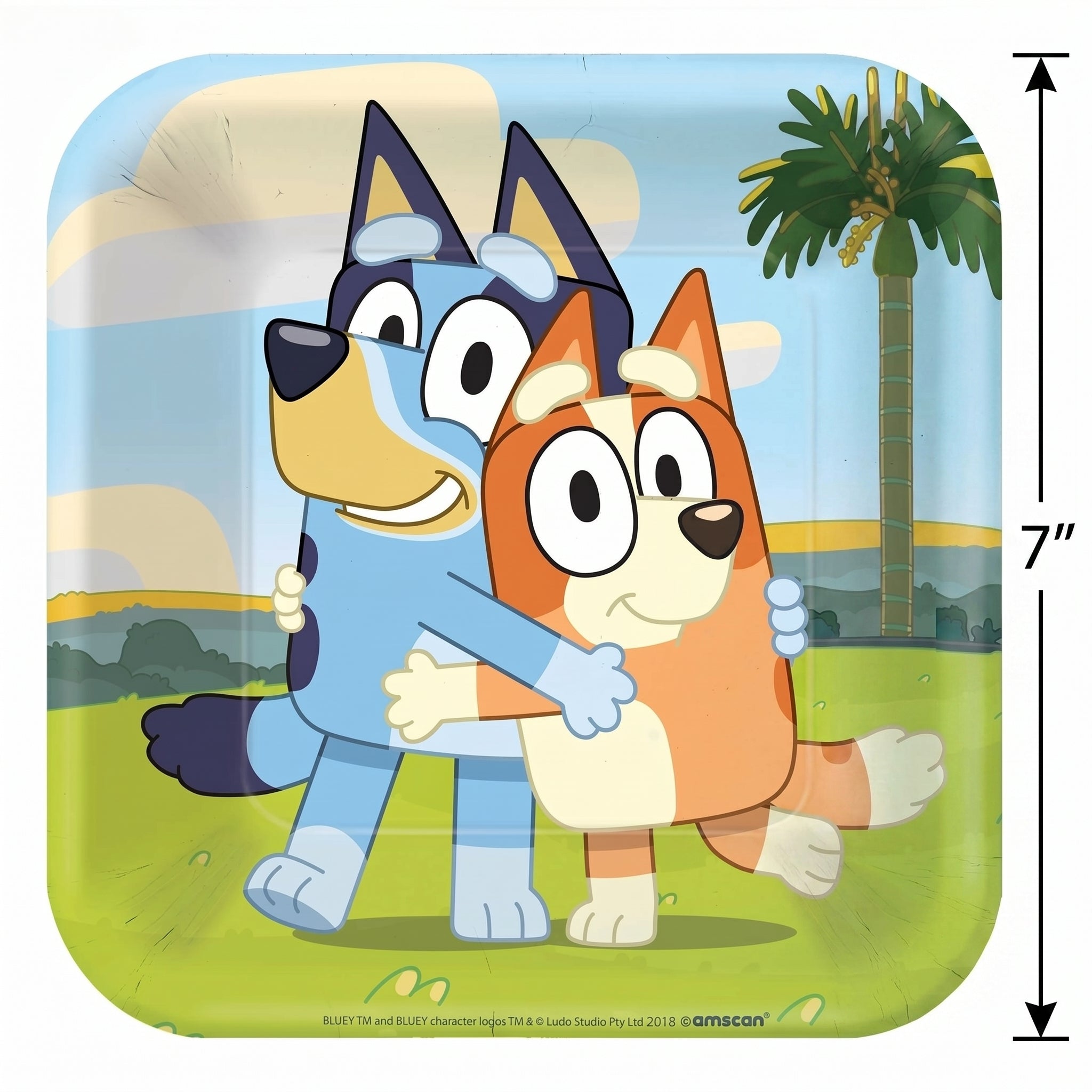 Bluey 7" Square Paper Plates - Kids Birthday Party Tableware