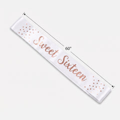 Elegant Reversible Sweet Sixteen Birthday Sash - Pink and White