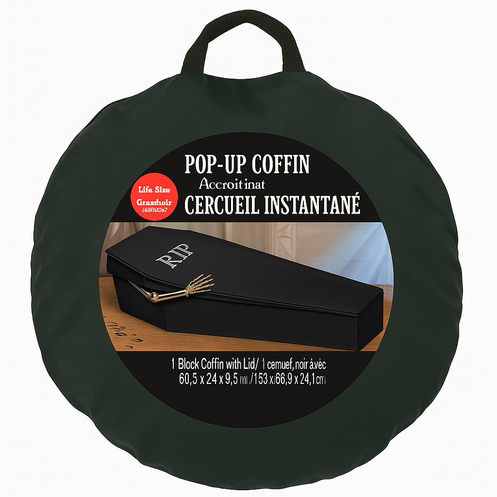 "RIP" Pop-Up Coffin Decoration ‚Äì 5-Ft Indoor/Outdoor Halloween Prop