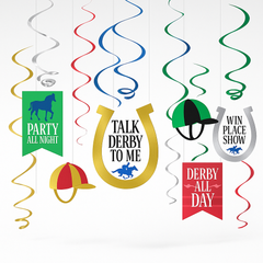 Metallic Derby Day Hanging Swirls - 12 Pack