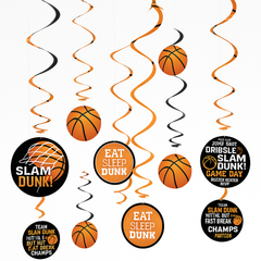 Basketball "Nothin' But Net" Spiral Hanging Decorations - 12 Pack