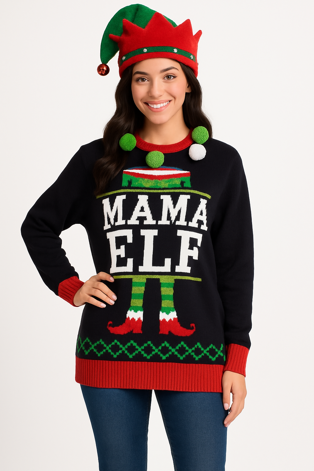 Mama Elf Ugly Christmas Sweater