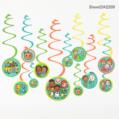 CoComelon Spiral Swirl Hanging Decorations, 12-Pack
