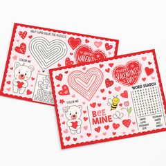 Valentine's Day Kids' Activity Placemats - Fun & Engaging Table Set