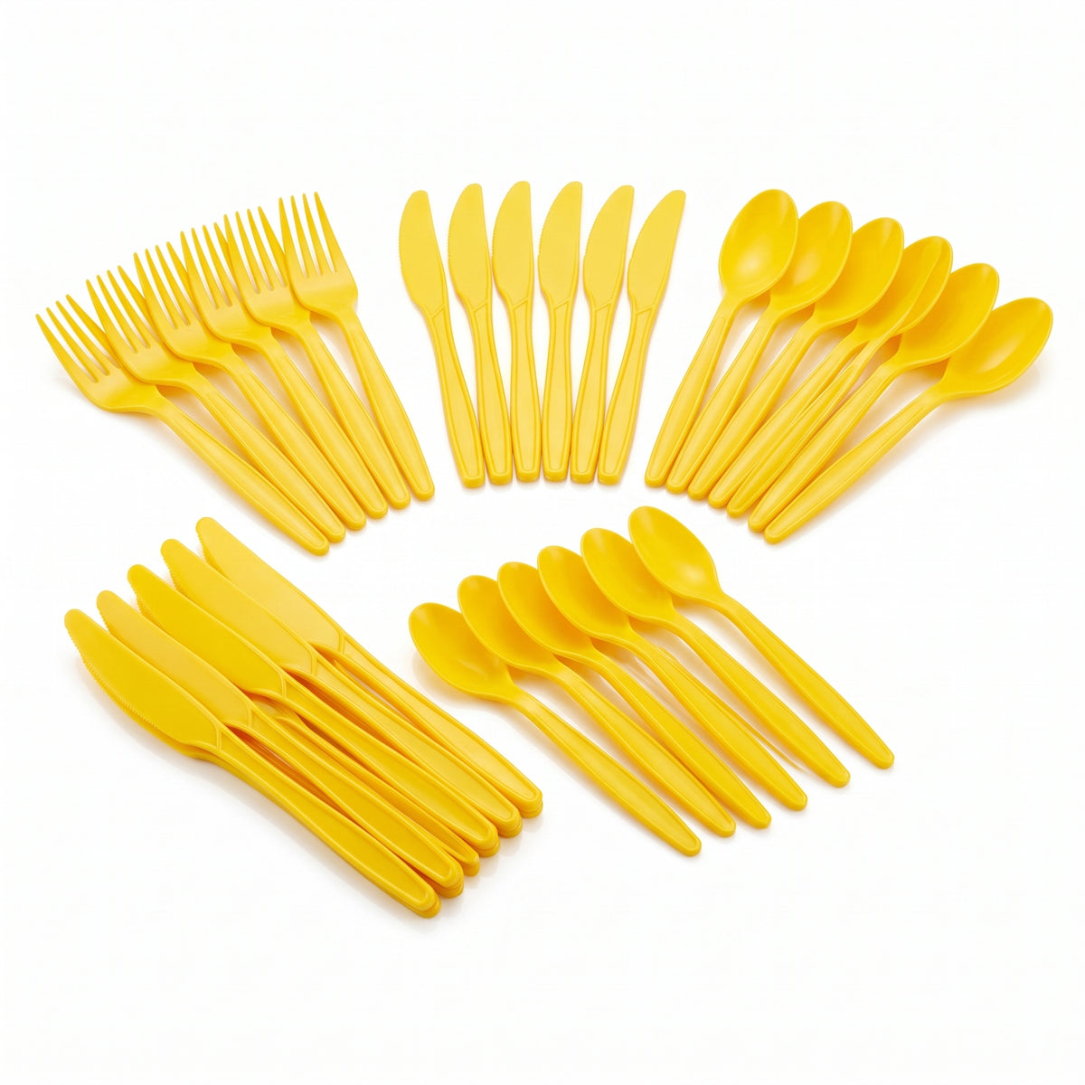 Sunny Yellow Assorted Plastic Cutlery Set - 24 Pieces - 7.5 in.