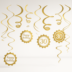 Golden Age 30th Birthday Swirl Hanging Decorations Kit