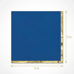 Royal Blue Beverage Napkins with Gold Stamp - 5 In. X 5 In.