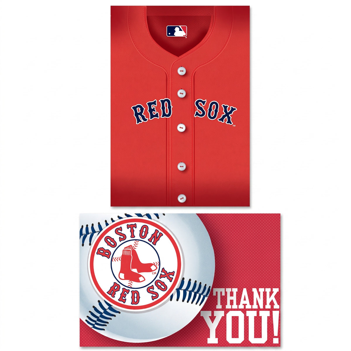 Boston Red Sox MLB Invitation & Thank You Card Set