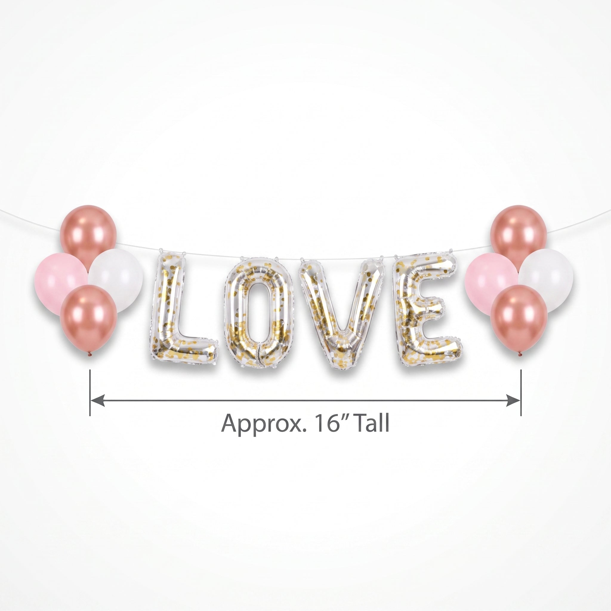"Love" Air-Filled Confetti Foil Balloon Banner Kit
