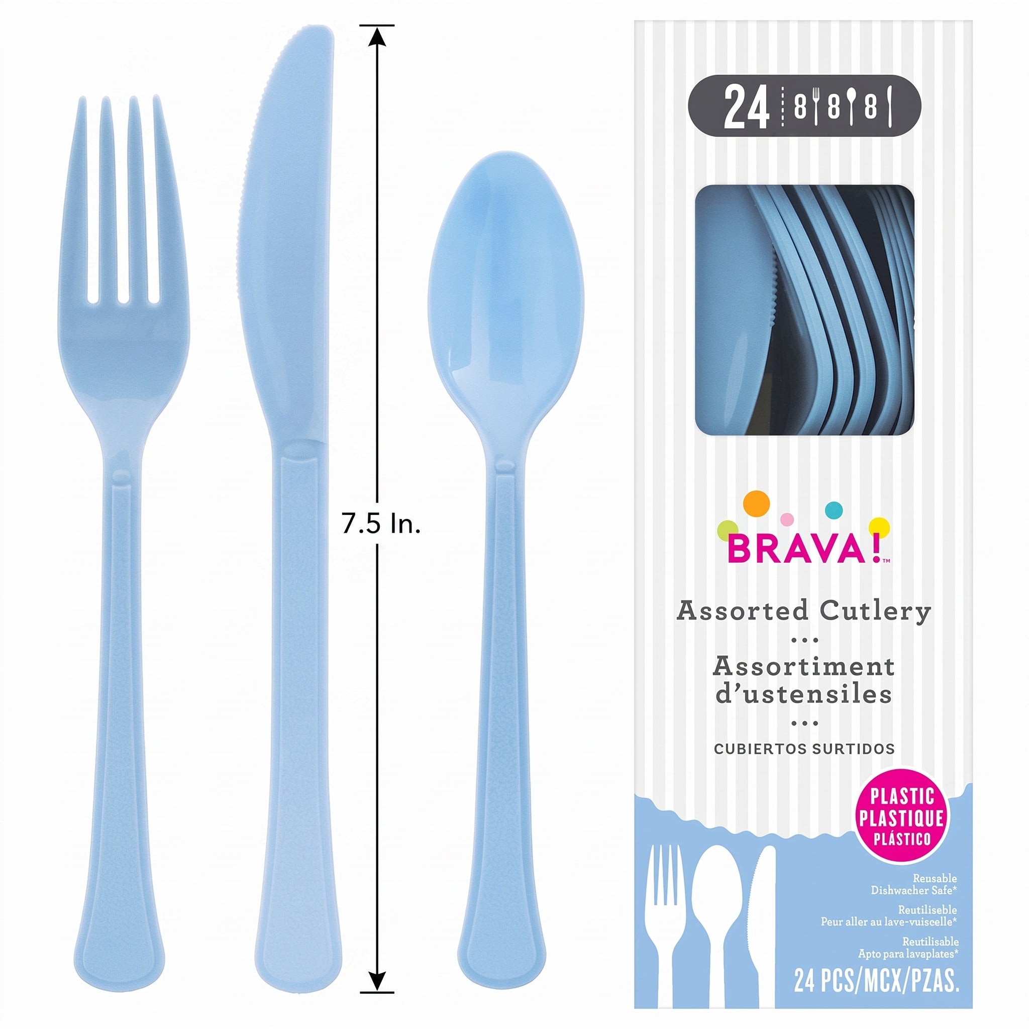 Brava! Pastel Blue Plastic Cutlery Set - 24 Count