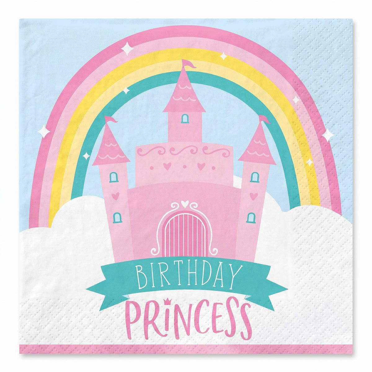 Birthday Princess Castle Beverage Napkins - 16 Pack - 5 In. X 5 In.