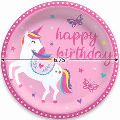 Enchanting Unicorn Birthday Paper Plates - 6.75"