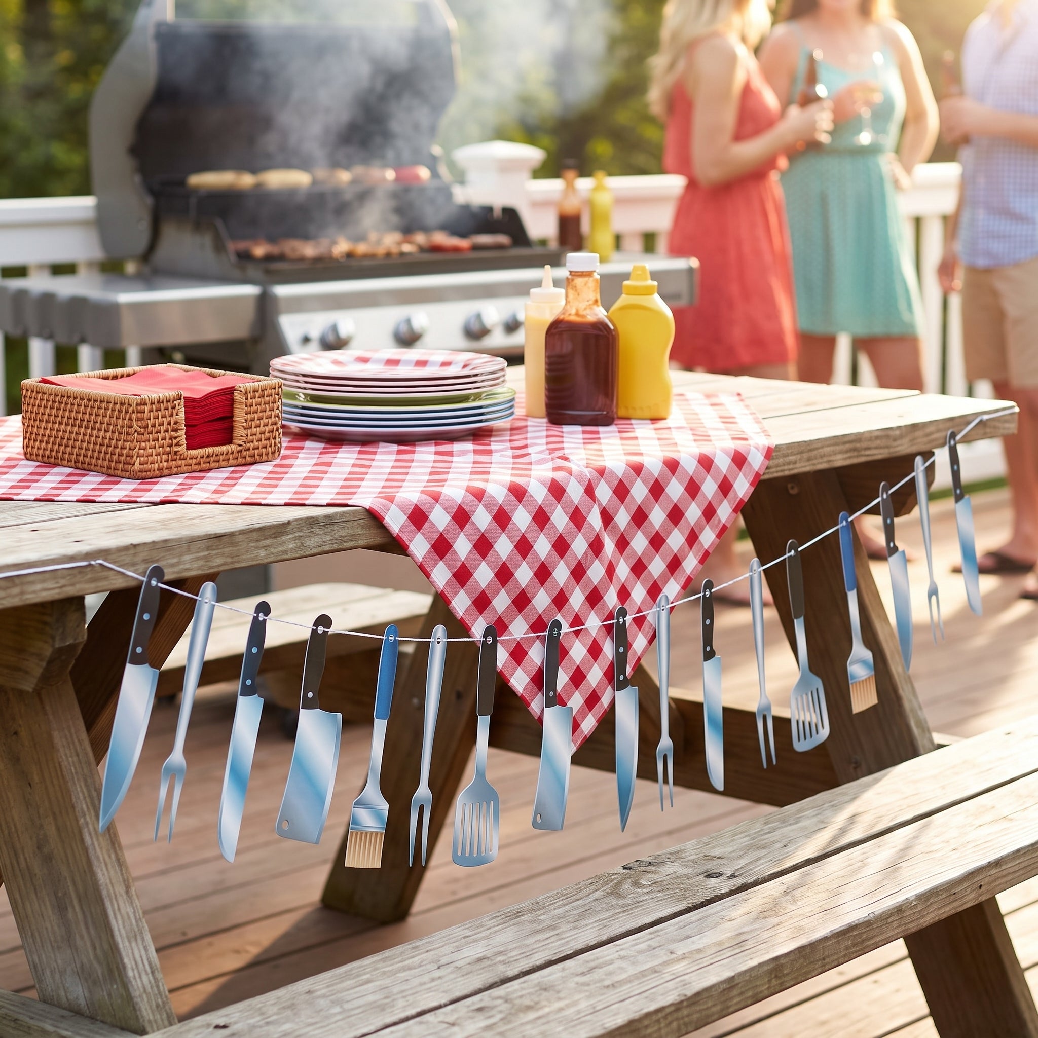 Summer BBQ Utensil Hanging Banner, 7.5 ft