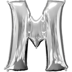 Silver Metallic Letter "M" Foil Balloon