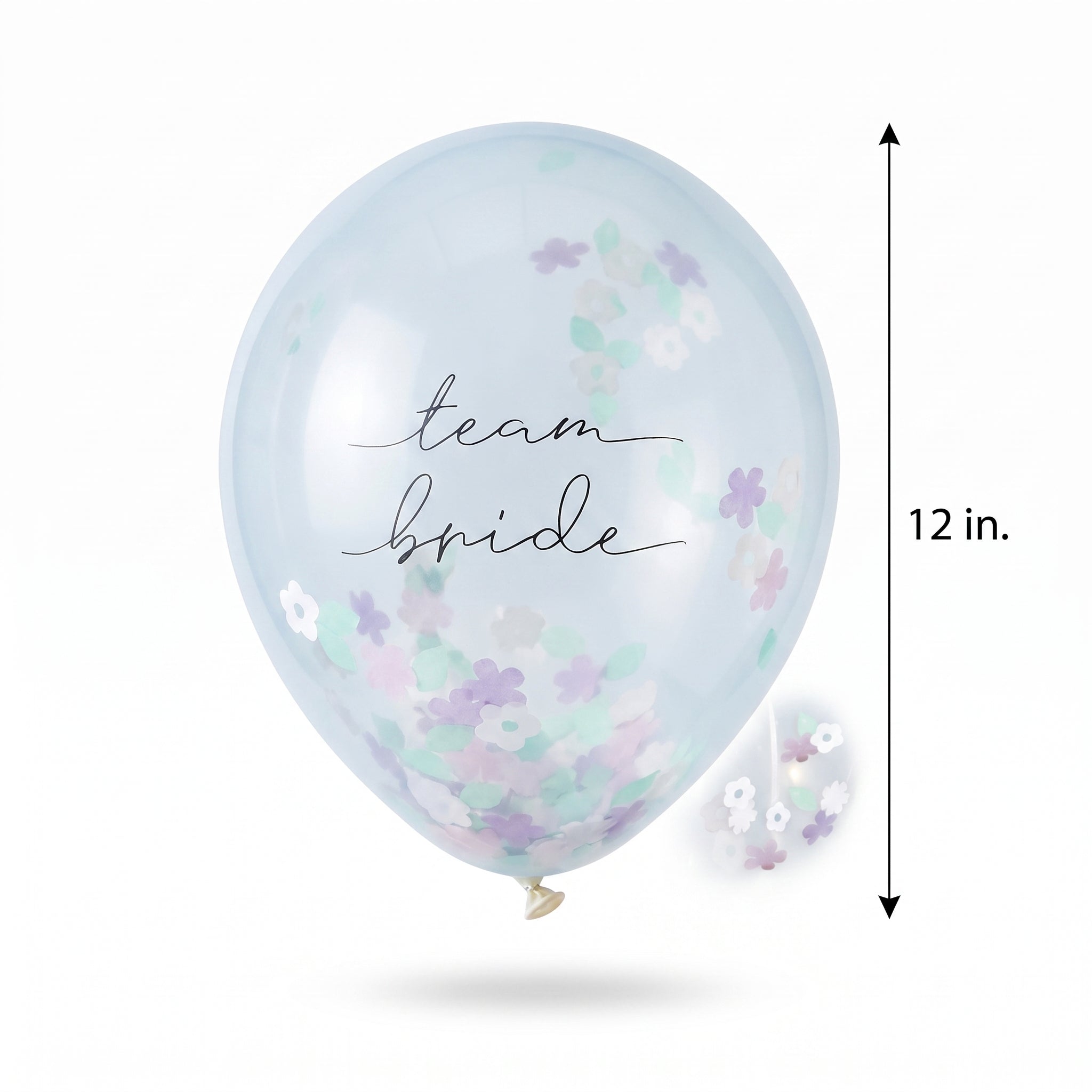 "Team Bride" Floral Confetti Balloons - 12-Inch, 5-Pack