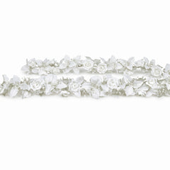 Elegant White Rose & Leaf Fabric Garland - 6 ft