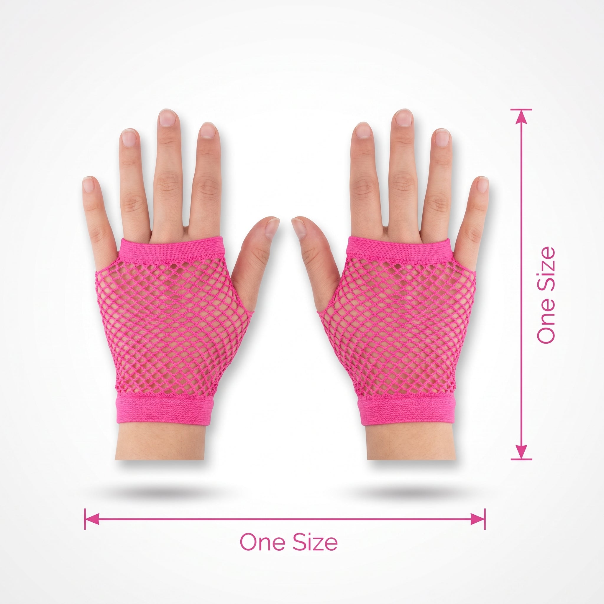 Bright Pink Short Fishnet Fingerless Gloves