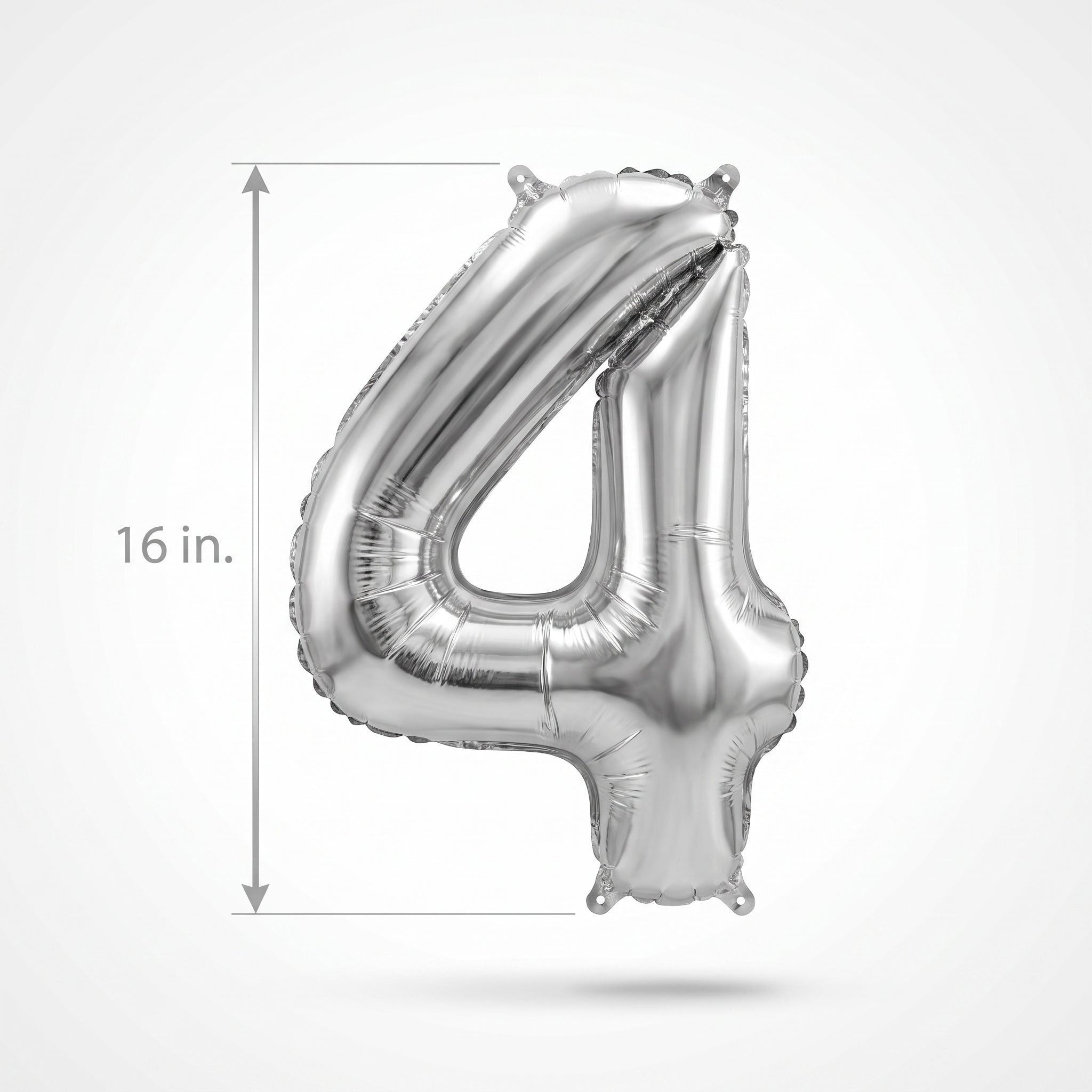 Silver Number 4 Foil Balloon