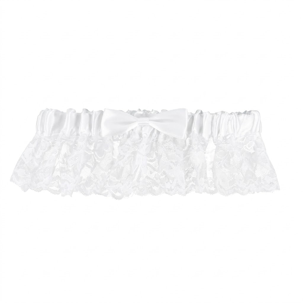 Elegant White Lace Wedding Garter with Satin Bow
