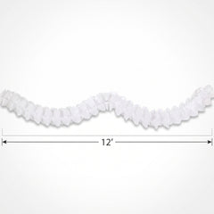 Frosty White Tissue Paper Garland - 12 ft