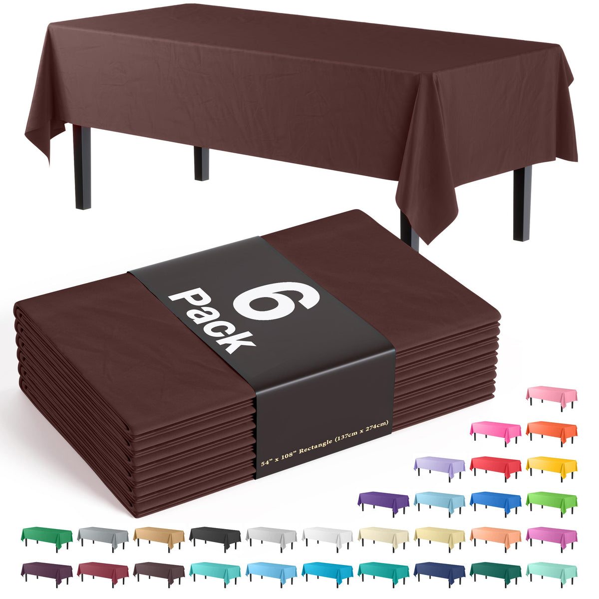 Premium Brown Table Covers | 6 Pack