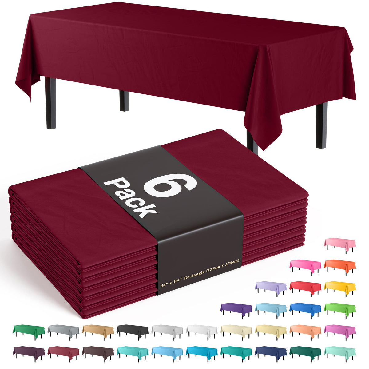 Premium Burgundy Table Covers | 6 Pack