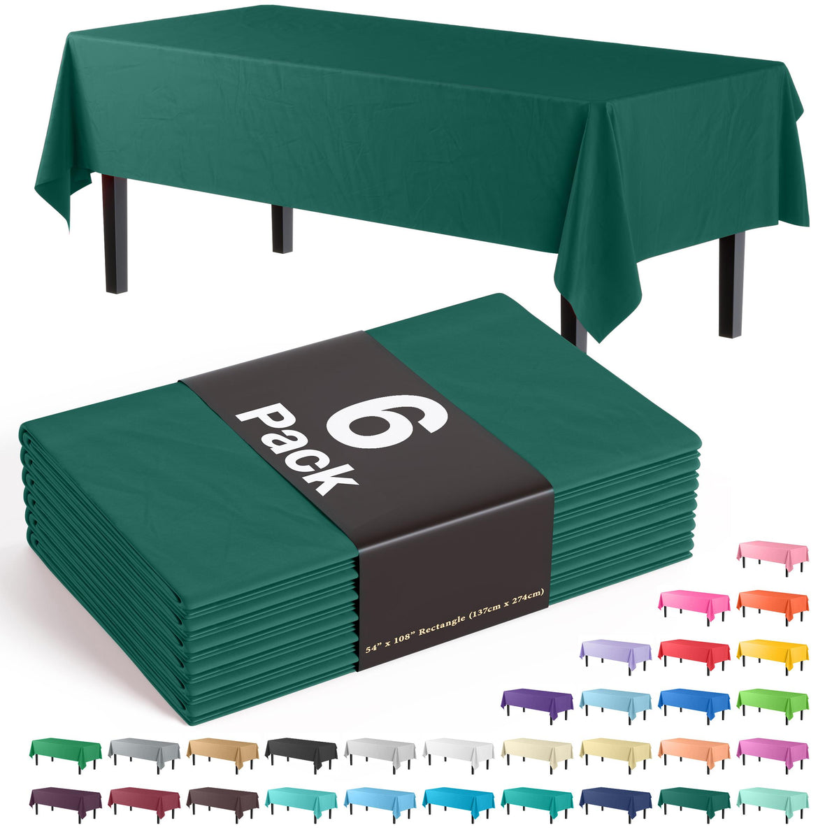 Premium Dark Green Table Covers | 6 Pack