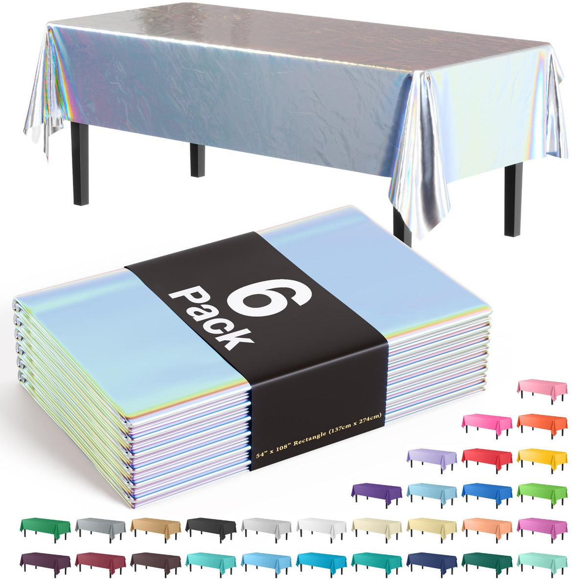 Iridescent Plastic Table Covers | 6 Count