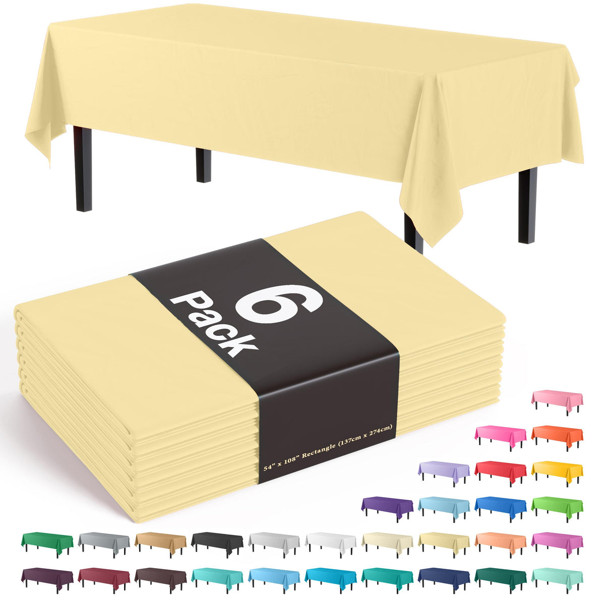 Light Yellow Table Covers | 6 Pack