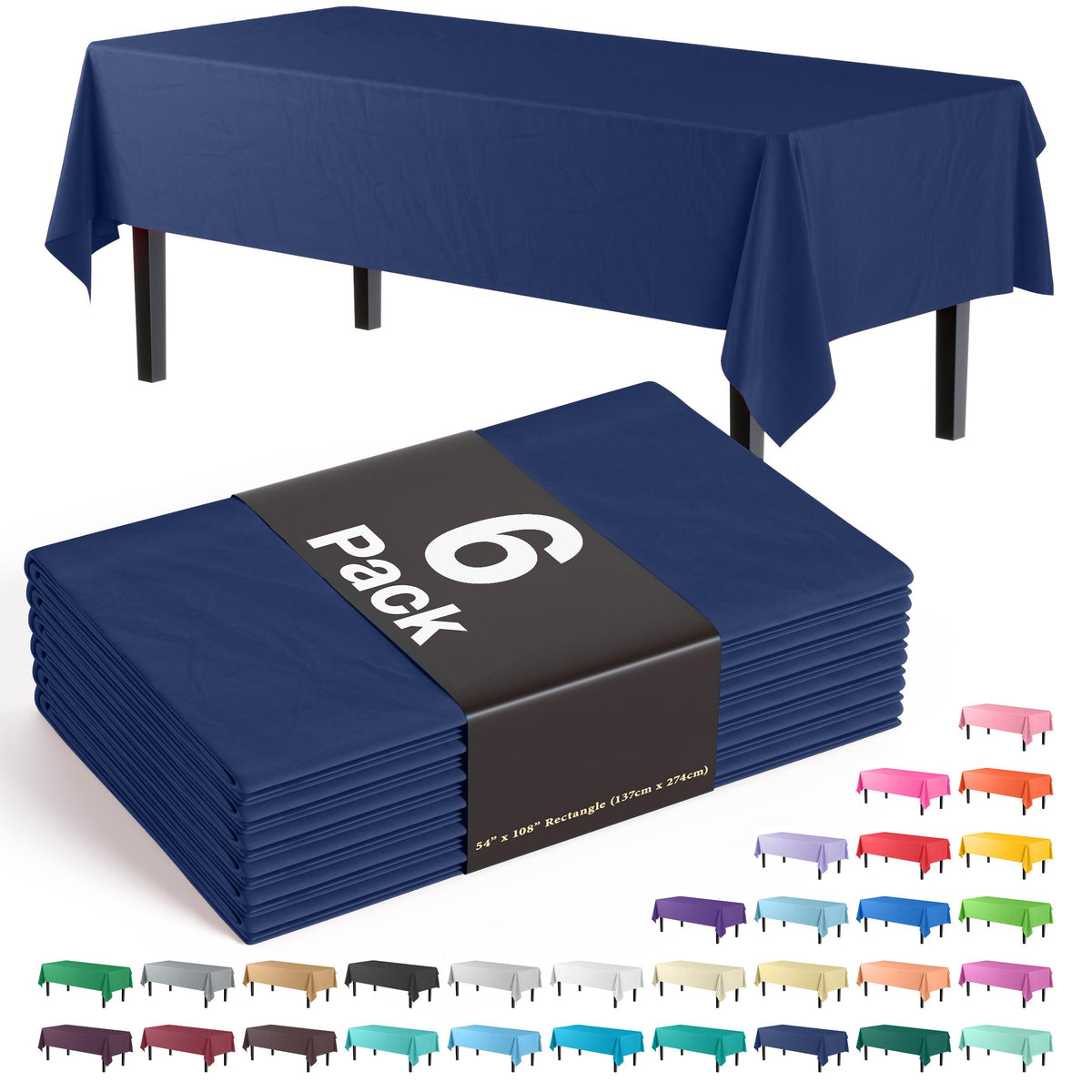 Premium Navy Blue Table Covers | 6 Pack