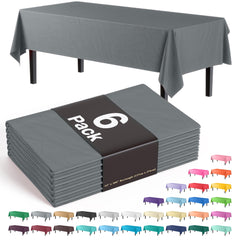 Silver Plastic Table Covers | 6 Pack