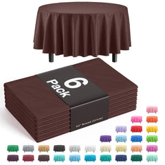 Premium Round Brown Table Covers | 6 Pack