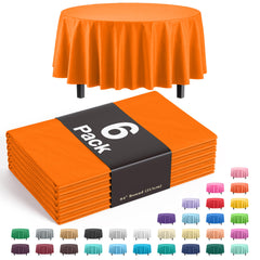 Premium Round Orange Table Covers | 6 Pack