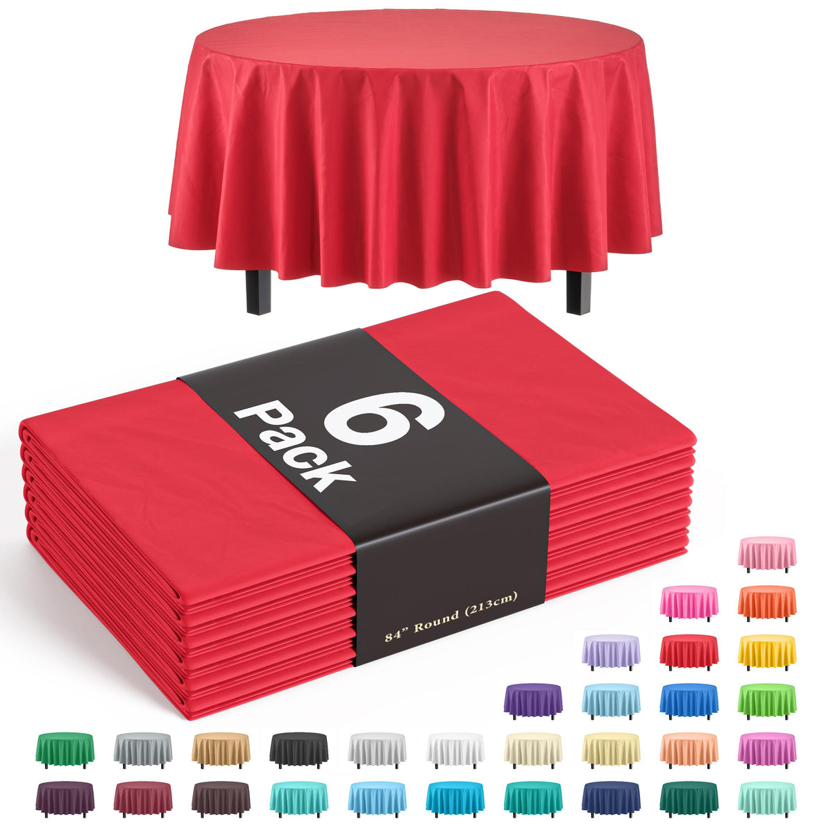 Round Red Table Covers | 6 Pack