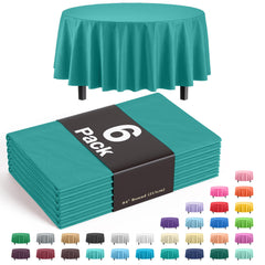 Round Teal Table Covers | 6 Pack